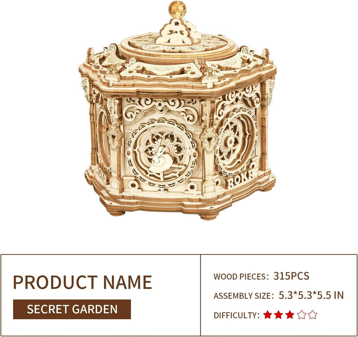 Wooden Puzzle Box For Adults - Secret Garden